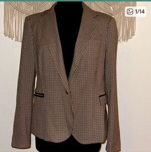 Zara Plaid Blazer in Brown and Black